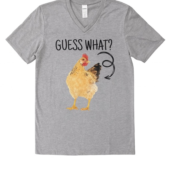 Gildan Tops - Gildan Gray Chicken Graphic Tee V Neck